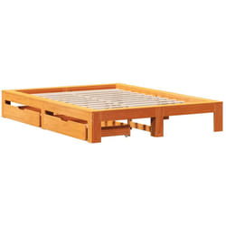 Cadre De Lit Sans Matelas Cire Marron 140x200cm Bois Pin Massif Vidaxl