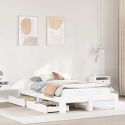 Cadre De Lit Sans Matelas Blanc 120x200 Cm Bois De Pin Massif Vidaxl