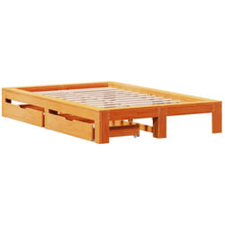 Cadre De Lit Sans Matelas Cire Marron 120x200cm Bois Pin Massif Vidaxl