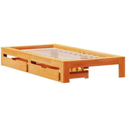 Cadre De Lit Sans Matelas Cire Marron 100x200cm Bois Pin Massif Vidaxl