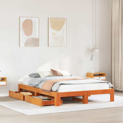 Vidaxl Cadre De Lit Sans Matelas Cire Marron 140x190cm Bois Pin Massif