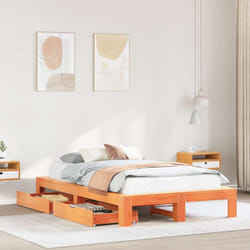 Vidaxl Cadre De Lit Sans Matelas Cire Marron 120x190cm Bois Pin Massif