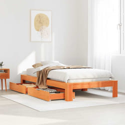 Vidaxl Cadre De Lit Sans Matelas Cire Marron 75x190 Cm Bois Pin Massif