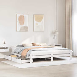 vidaXL Cadre de lit sans matelas blanc 200x200 cm bois massif de pin sommier cadre de lit double cadre de lit en bois 3309027