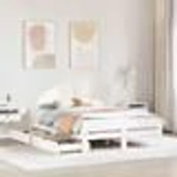 vidaXL Cadre de lit sans matelas blanc 140x190 cm bois de pin massif sommier cadre de lit double cadre de lit en bois 3309051