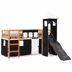VidaXL 3309134 Lit pour enfant Noir, Blanc Polyester