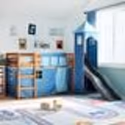 vidaXL Lit mezzanine enfants avec tour bleu 90x190 cm bois pin massif