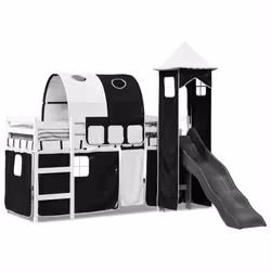 VidaXL 3309149 Lit pour enfant Noir, Blanc Polyester