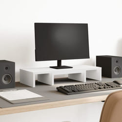 Vidaxl - Support de moniteur réglable blanc bois d'ingénierie