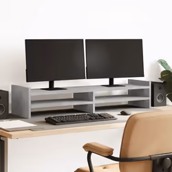 vidaXL Support de moniteur gris béton 100x27x20 cm bois d'ingénierie