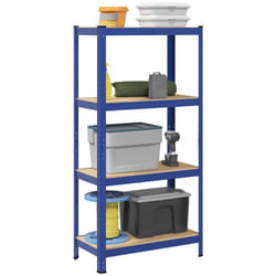 Tagère de rangement à 4 niveaux Bleu Acier et bois ingénierie - Vidaxl
