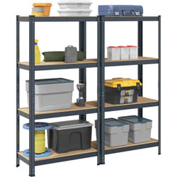 Tagères de rangement à 4 niveaux 2 pcs acier bois d'ingénierie - Vidaxl