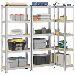 vidaXL Étagères de rangement à 5 niveaux 3 pcs acier bois dingénierie étagère de garage étagère de rangement de garage 4016939