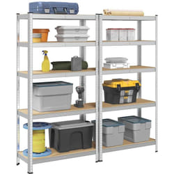 Tagères de rangement à 5 niveaux 2 pcs acier bois d'ingénierie - Vidaxl