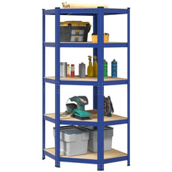 Vidaxl - tagère d'angle à 5 niveaux Bleu Acier et bois d'ingénierie