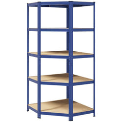 Vidaxl - tagère d'angle à 5 niveaux Bleu Acier et bois d'ingénierie