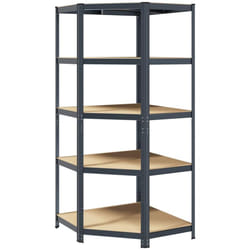 Tagère d'angle à 5 niveaux Anthracite Acier bois d'ingénierie Vidaxl