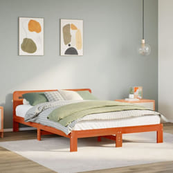 Cadre De Lit Sans Matelas Cire Marron 150x200cm Bois Pin Massif Vidaxl