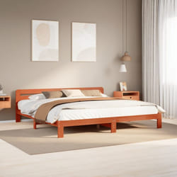 Cadre De Lit Sans Matelas Cire Marron 200x200cm Bois Pin Massif Vidaxl