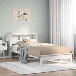 Lit Bibliothèque Sans Matelas Blanc 90x190cm Bois De Pin Massif Vidaxl