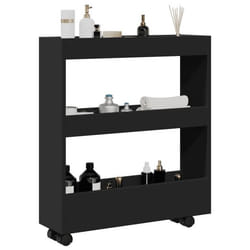vidaXL Chariot de rangement étroit 3 niveaux noir bois d'ingénierie