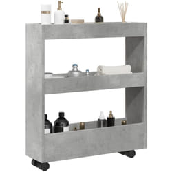 Chariot de rangement étroit 3 niveaux gris béton Vidaxl