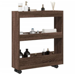 vidaXL Chariot de rangement étroit 3 niveaux chêne marron
