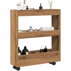 vidaXL Chariot de rangement étroit 3 niveaux chêne artisanal