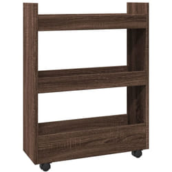vidaXL Chariot de rangement étroit 3 niveaux chêne marron