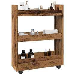 Vidaxl - Chariot de rangement étroit 3 niveaux vieux bois