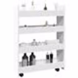 vidaXL Chariot de rangement étroit 4 niveaux blanc bois d'ingénierie