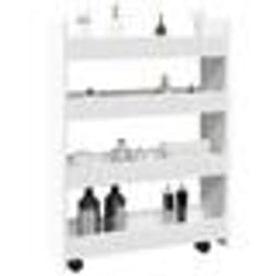 vidaXL Chariot de rangement étroit 4 niveaux blanc bois d'ingénierie