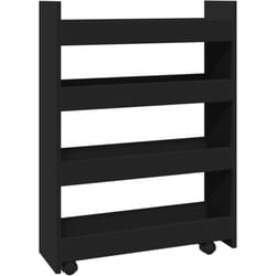 Chariot de rangement étroit 4 niveaux noir bois d'ingénierie Vidaxl