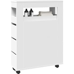Meuble étroit de salle de bain à roulettes blanc - Vidaxl