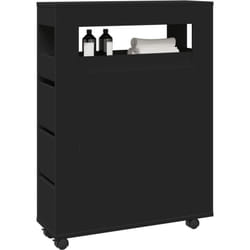 Meuble étroit de salle de bain à roulettes noir Vidaxl