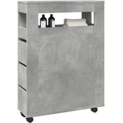 Meuble étroit de salle de bain à roulettes gris béton Vidaxl