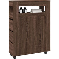Meuble étroit de salle de bain à roulettes chêne marron Vidaxl