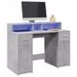 vidaXL Bureau et lumières LED gris béton 120x55x91cm bois d'ingénierie