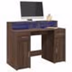 vidaXL Bureau et lumières LED chêne marron bois d'ingénierie