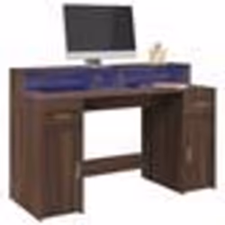 vidaXL Bureau et lumières LED chêne marron bois d'ingénierie