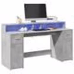 vidaXL Bureau et lumières LED gris béton 160x55x91cm bois d'ingénierie