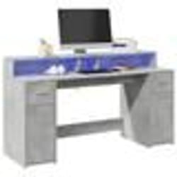 vidaXL Bureau et lumières LED gris béton 160x55x91cm bois d'ingénierie