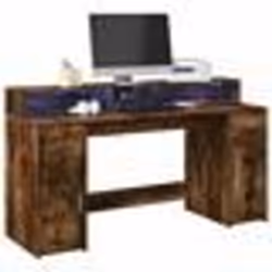 vidaXL Bureau et lumières LED chêne fumé 160x55x91cm bois d'ingénierie