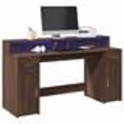 vidaXL Bureau et lumières LED chêne marron bois d'ingénierie