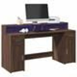 vidaXL Bureau et lumières LED chêne marron bois d'ingénierie