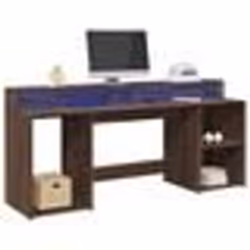 vidaXL Bureau et lumières LED chêne marron bois d'ingénierie