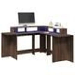 vidaXL Bureau et lumières LED chêne marron bois d'ingénierie