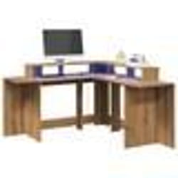 vidaXL Bureau avec lumières LED chêne artisanal bois d'ingénierie