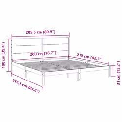 Cadre De Lit Extra Long Sans Matelas 200x210 Cm Bois Massif Vidaxl - Vue supplémentaire 2