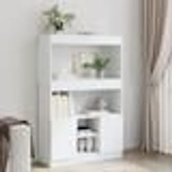 vidaXL Buffet haut blanc 92x33x140 cm bois dingénierie armoire à livres armoire à livres moderne étagère à livres 3309609